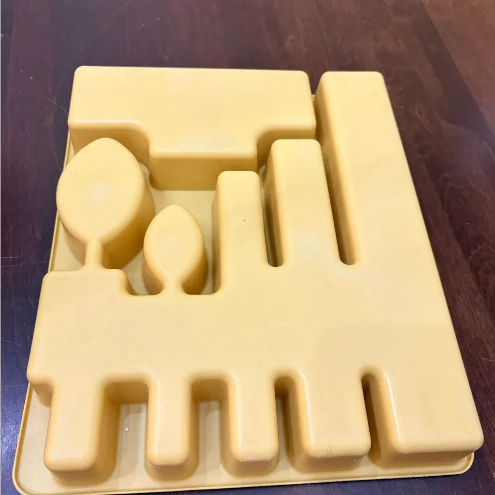 Vintage Rubbermaid Yellow Plastic Utensil and Drawer Organizer Tray